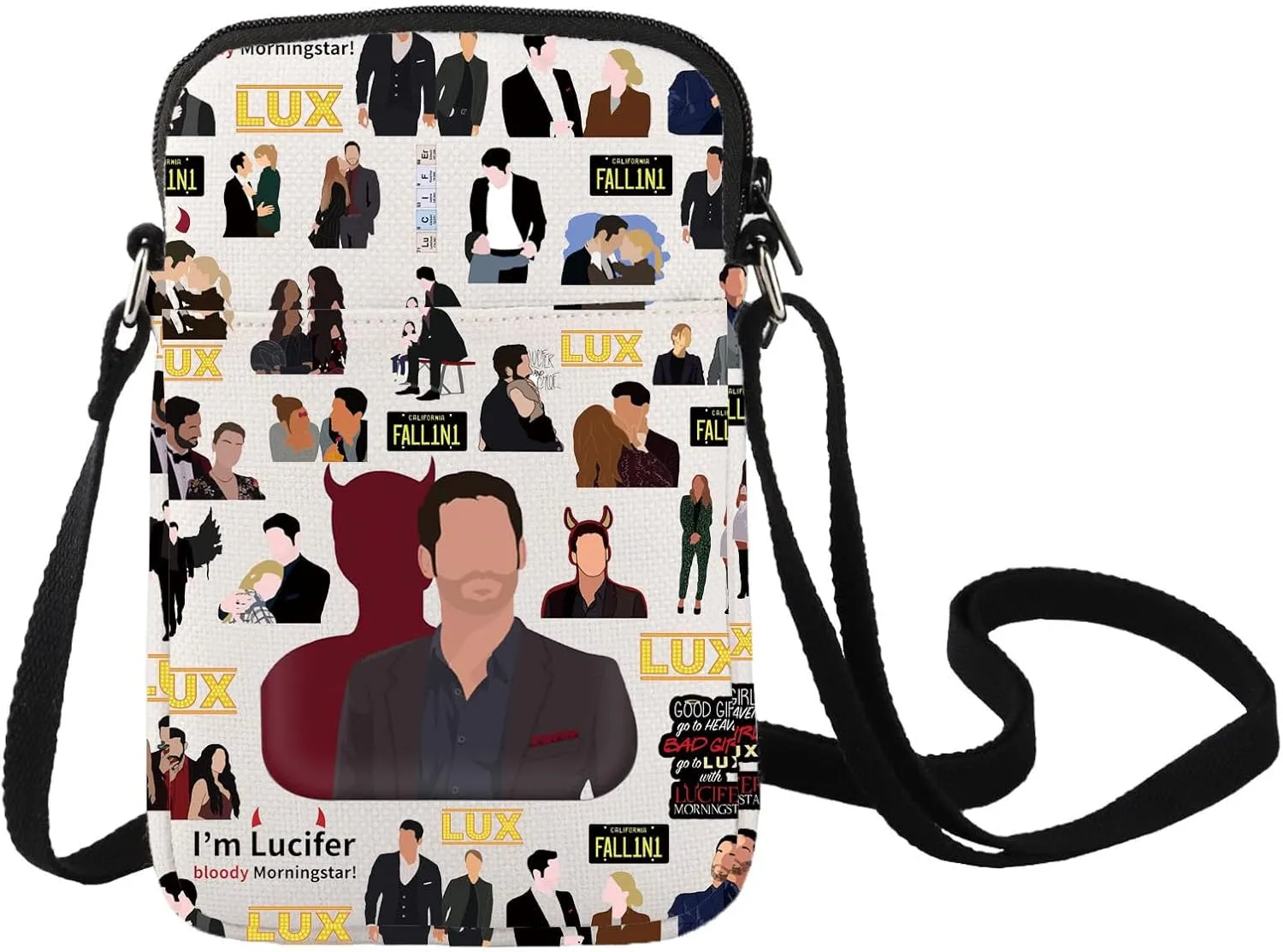 LEVLO Hell Angel Crossbody Bag Suspenseful Detective TV Show Fans Gift Lux Nightclub Shoulder Bag Hell Angel Merchandise
