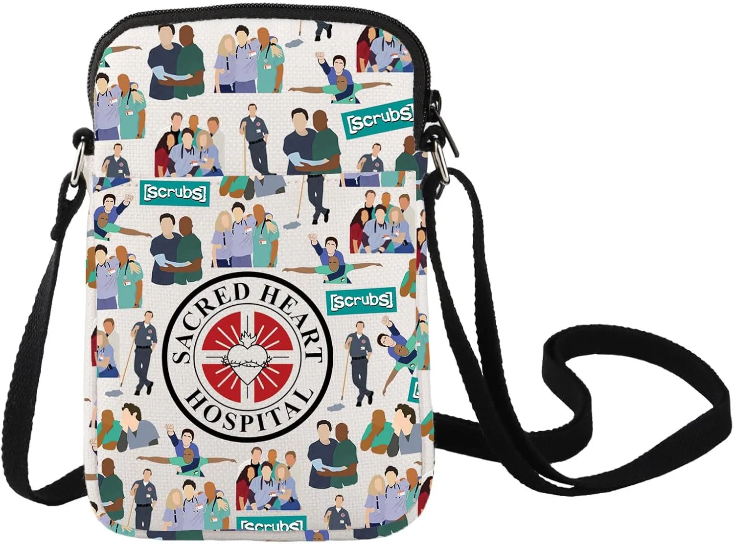 LEVLO Scrubs Hospital Crossbody Bag JD and Turk Fans Gift Sacred Heart Hospital Shoulder Bag Elliot & Dr. Cox Fans Merch