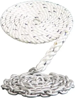 LEWMAR Anchor Rode 15' 5/16" G4 Chain 150' 9/16" 3 Strand Rope and 5/16" Shackle