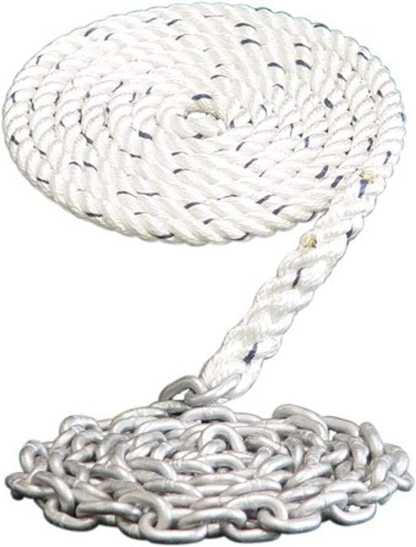 LEWMAR Anchor Rode 15' 5/16" G4 Chain 150' 9/16" 3 Strand Rope and 5/16" Shackle