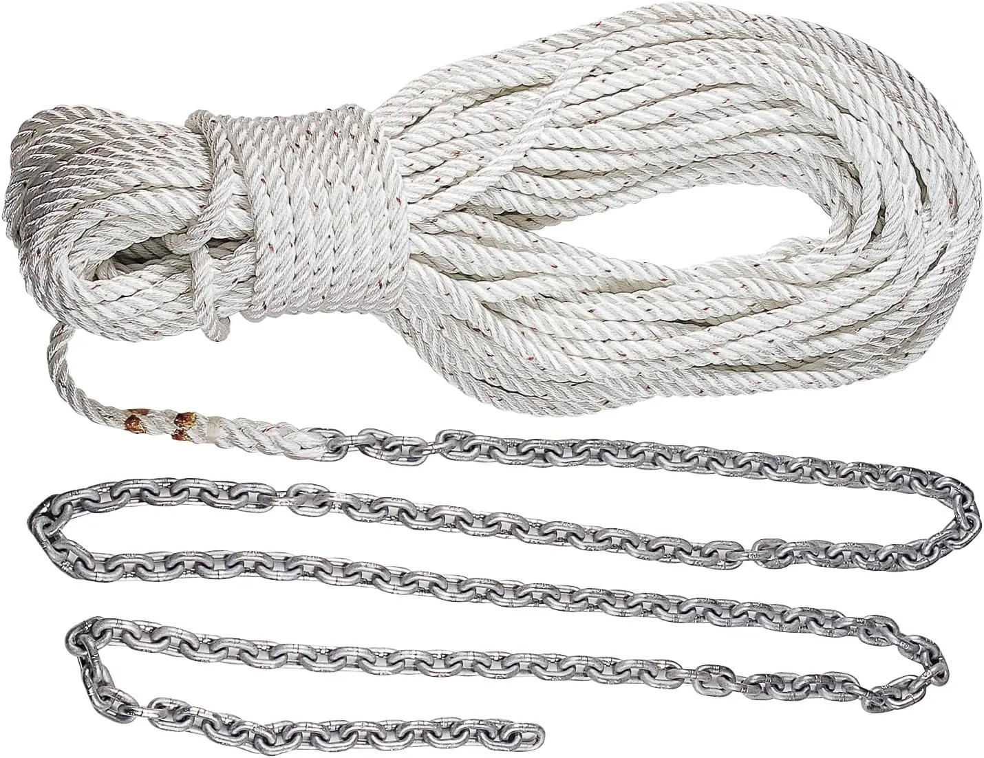 Lewmar Boat Anchor Rode for Windlasses - 15' 1/4" G4 Chain, 200' 1/2" 8-Plait Rope with Shackle, High-Test-Rated Galvanized Links, Hand-Sewn Whipping