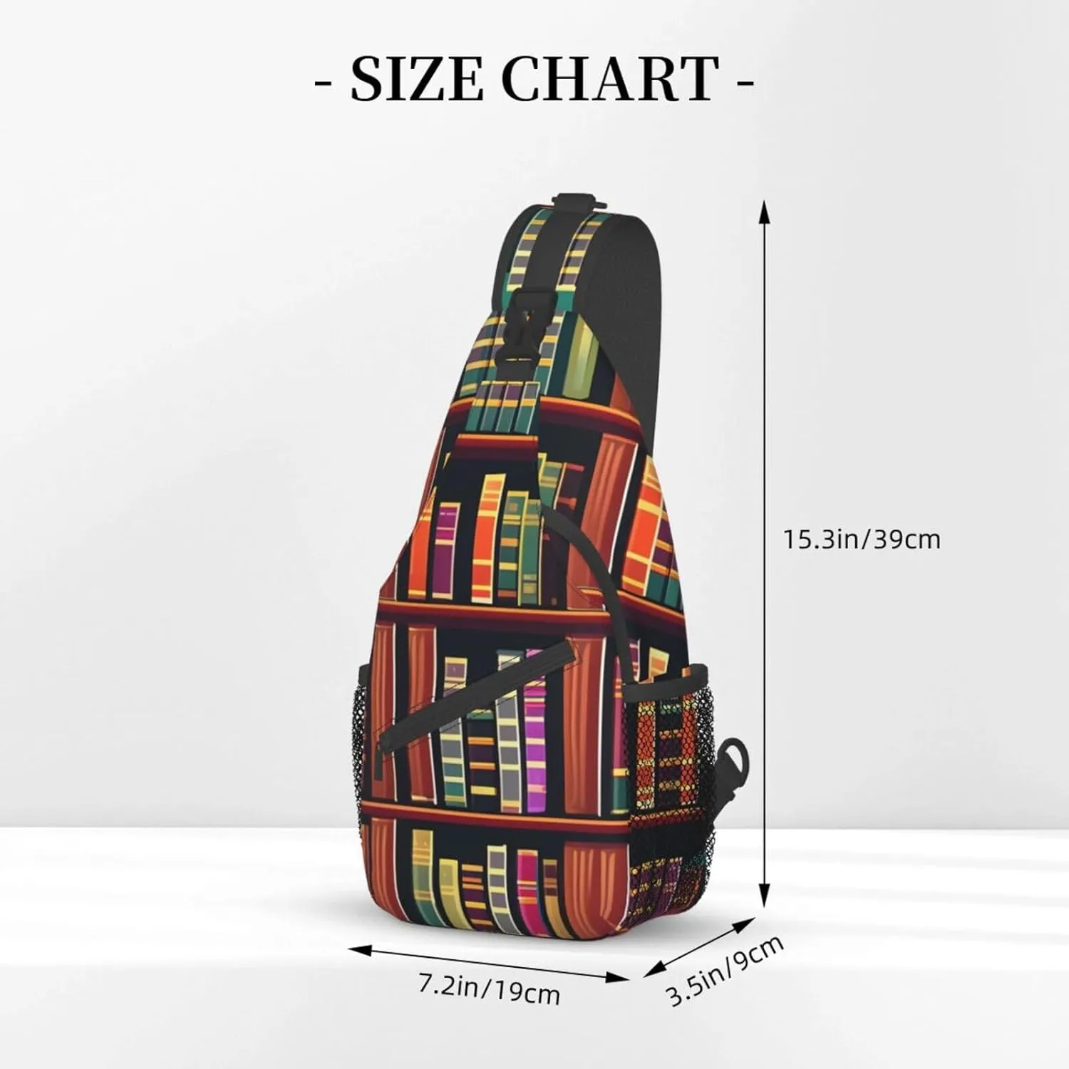 Library Bookshelf Unisex Casual Diagonal Chest Bag,Multipurpose Crossbody Shoulder Bag Travel Hiking Daypack