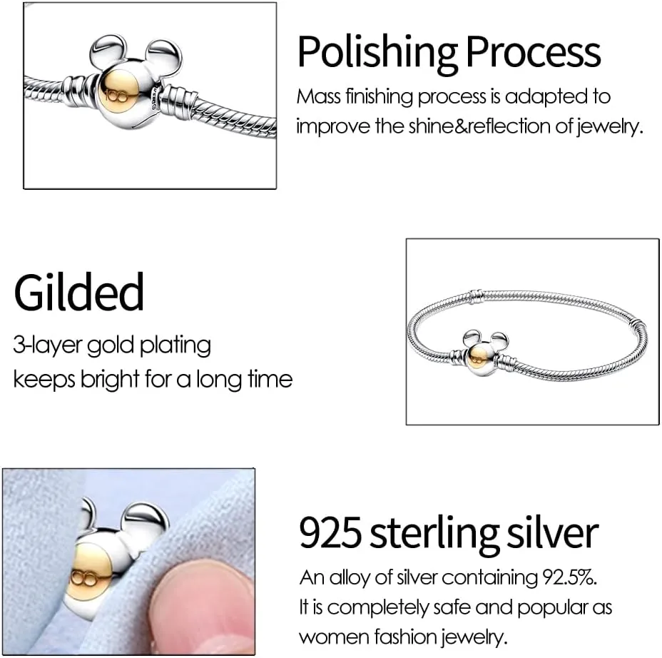 LIGHTDOG Charm Bracelet for Pandora Charms 925 Sterling Silver Snake Chain Bracelet Fit Any Charm Gift for Women
