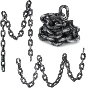 Liliful 3 Pieces Halloween Plastic Fake Chains Links Props 6 Feet Plastic Prison Chain for Halloween Party Cosplay Accessory Costume Ornaments