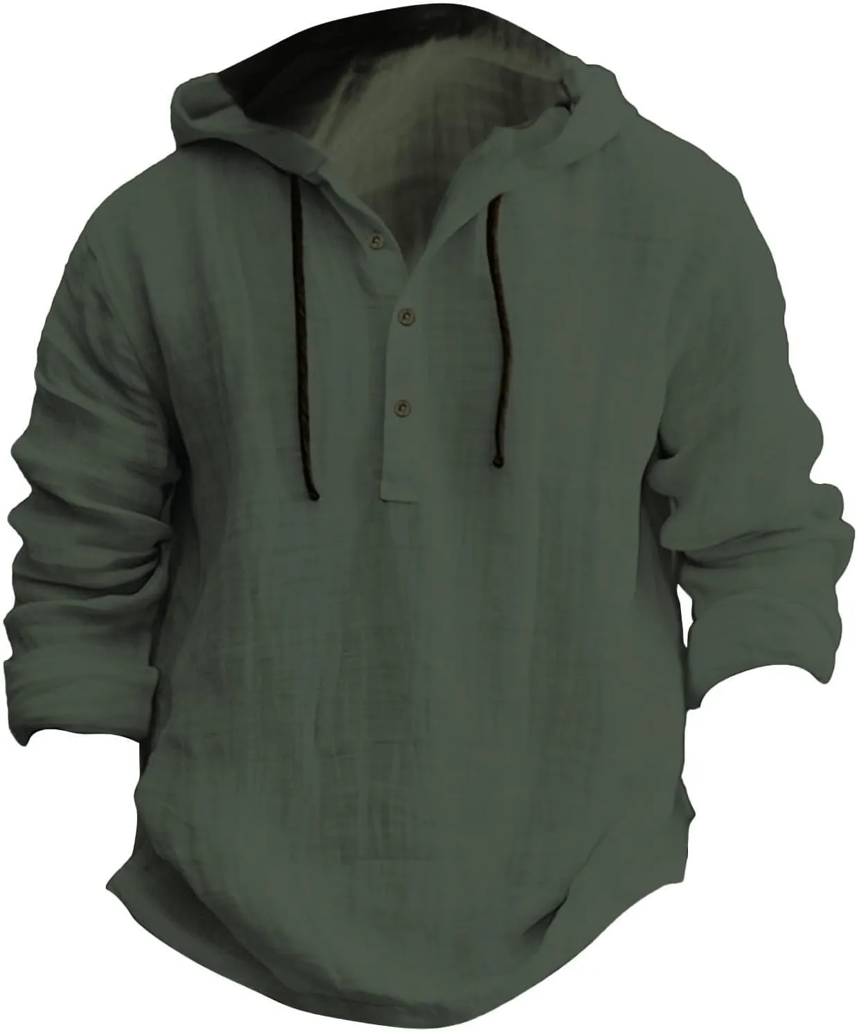 Linen Shirts for Men Lightweight Hoodie Casual Long Sleeve Loose Fit Breathable Sports Button Big Tall Party Tops