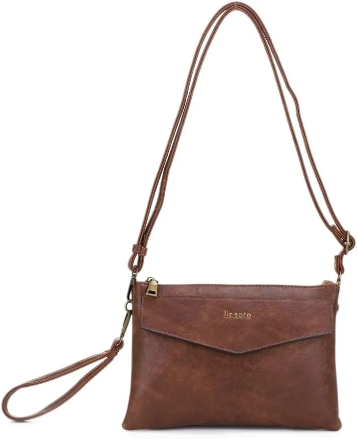 Liz Soto Lexi Womens Crossbody Purse and Wristlet - Vegan Leather Wallet and Over the Shoulder Bags with Wrist Strap