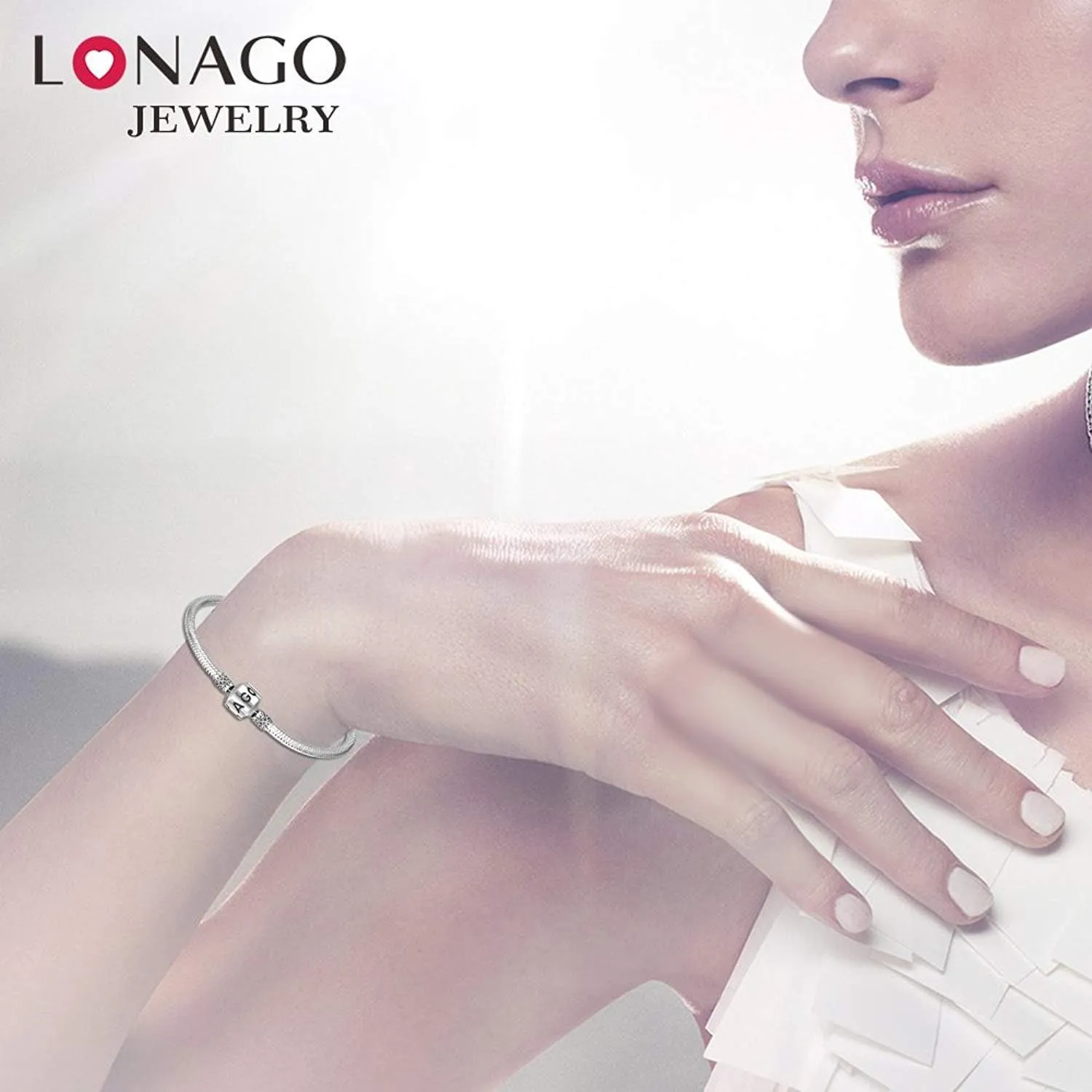 LONAGO Genuine Charm Bracelet 925 Sterling Silver Snake Chain Bangle Barrel Clasp Jewelry Fit Charm Birthday Gift for Women