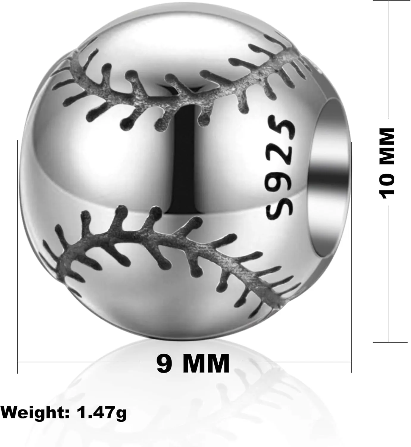 Love Ball Sports Charms 925 Sterling Silver Baseball Volleyball Beads Fits European Bracelet