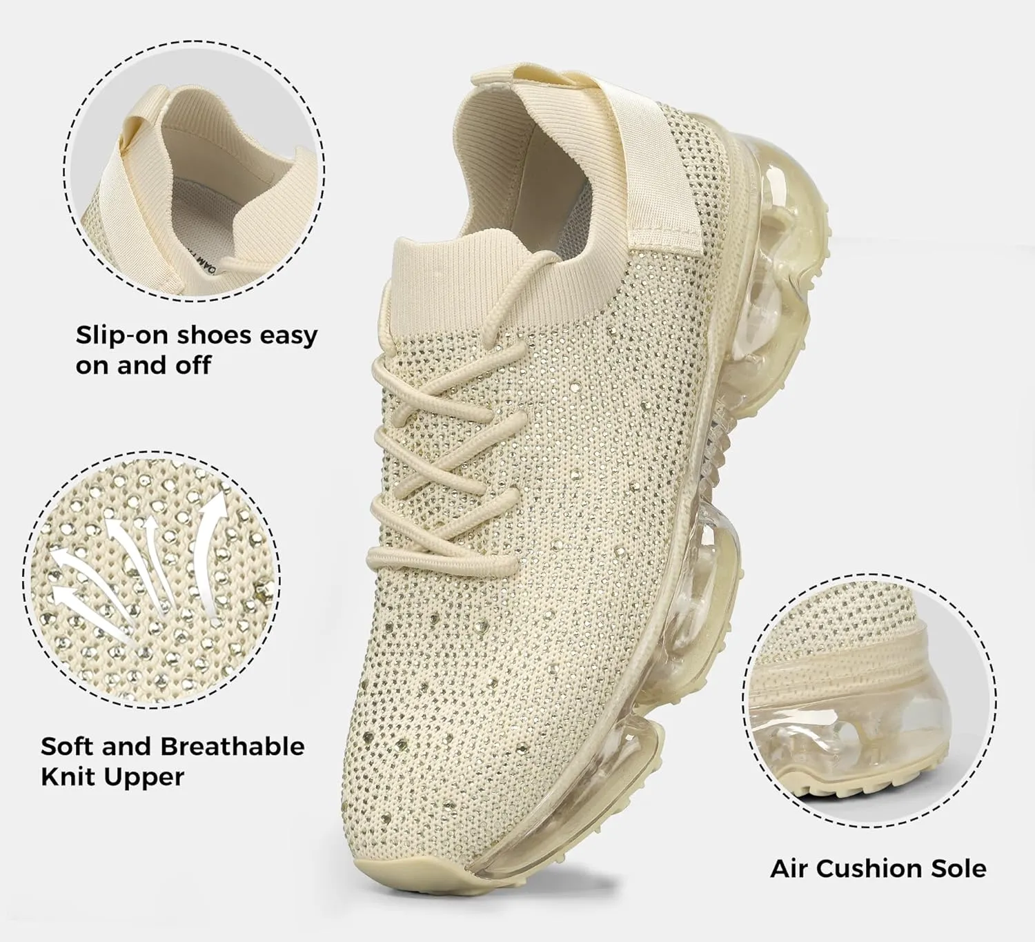 LUCKY STEP Women Air Cushion Fashion Sneakers Breathable Casual Comfortable Lightweight Walking Shoes