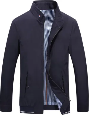 Lucrosun Men's Casual Lightweight Softshell Full Zip Stand Collar Work Jacket