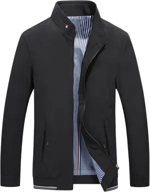 Lucrosun Men's Casual Lightweight Softshell Full Zip Stand Collar Work Jacket