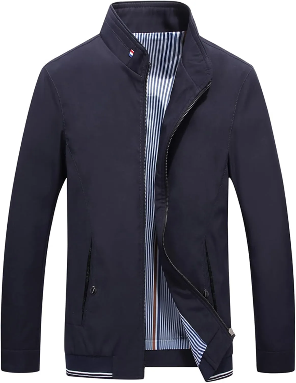 Lucrosun Men's Casual Lightweight Softshell Full Zip Stand Collar Work Jacket