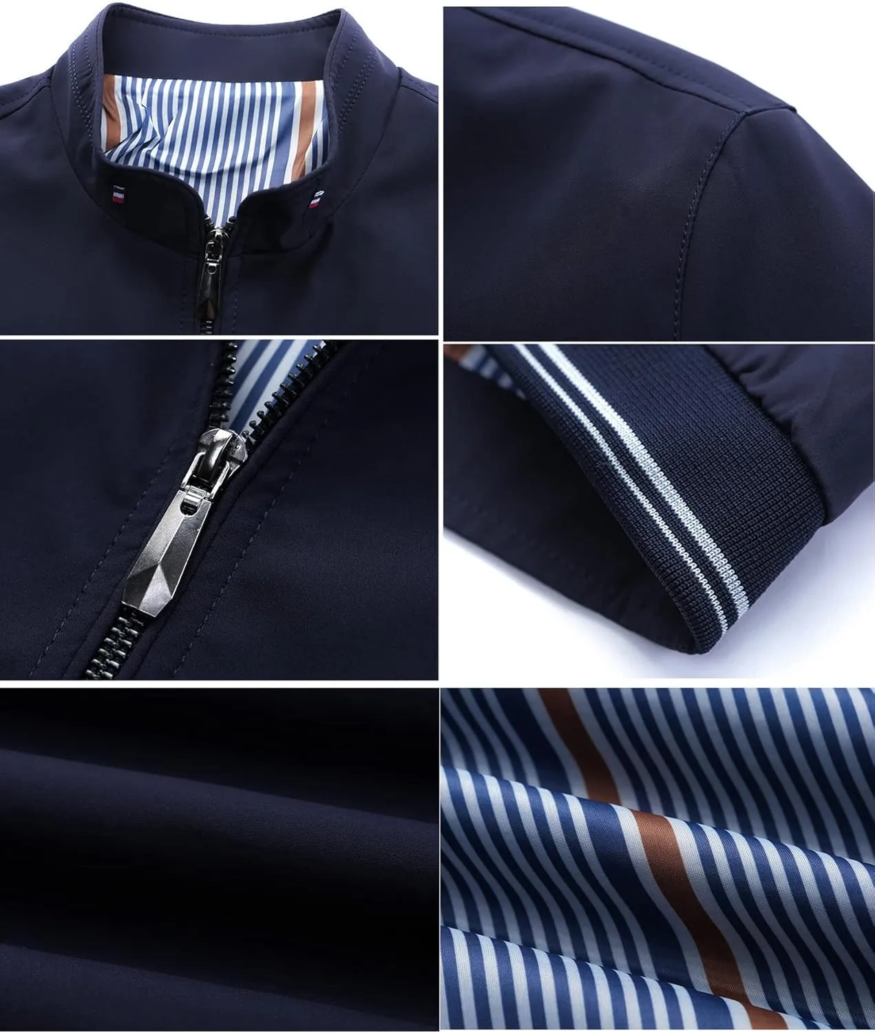 Lucrosun Men's Casual Lightweight Softshell Full Zip Stand Collar Work Jacket