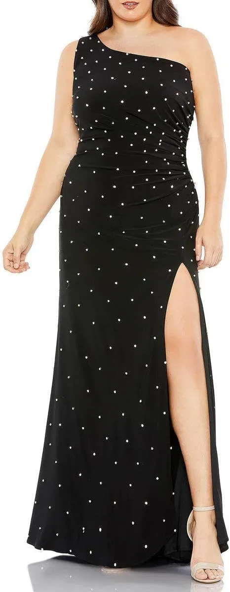 Mac Duggal Womens Plus Embellished Jersey Evening Dress
