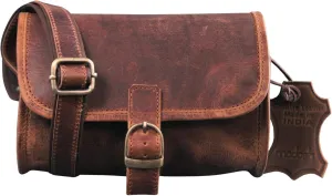 Madosh, Genuine Leather Women's Brown Saddle Crossbody Bag Girls Small Side Purse