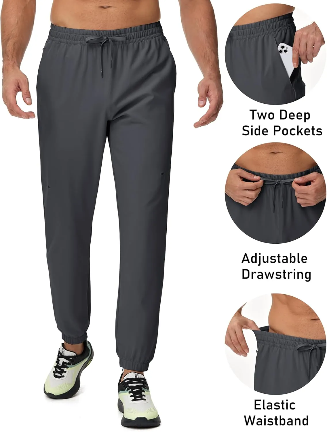 MAGCOMSEN Men's Lightweight Hiking Pants Quick Dry Travel Pants for Men with 3 Pockets Breathable for Casual Outdoor