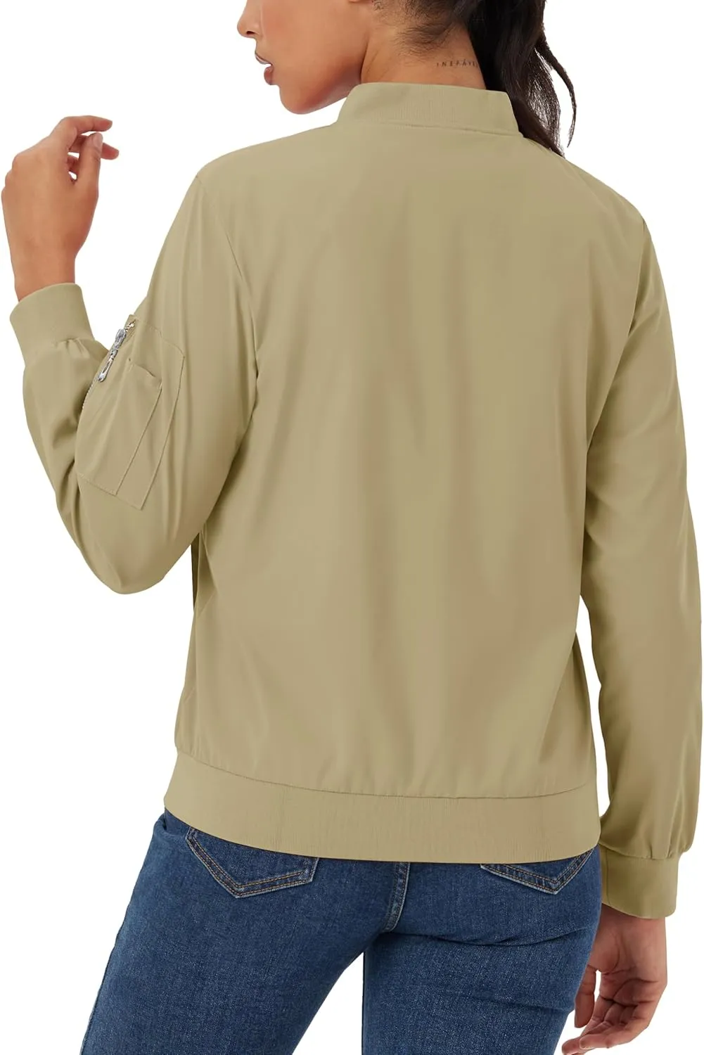 MAGCOMSEN Women's Jacket Lightweight Bomber Jackets 5 Pockets Windbreaker Zip-up Casual Moto Outwear