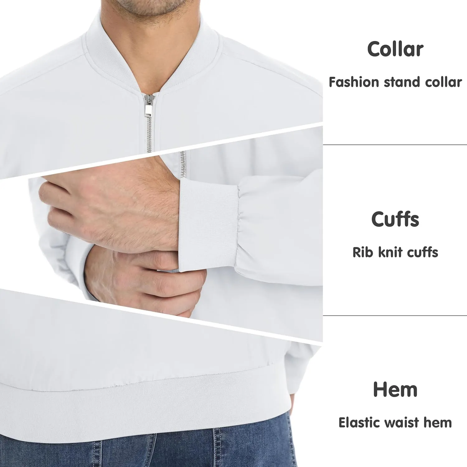 MAGNIVIT Men's Lightweight Bomber Jacket Windbreaker Casual Fall Spring Outdoor Coat