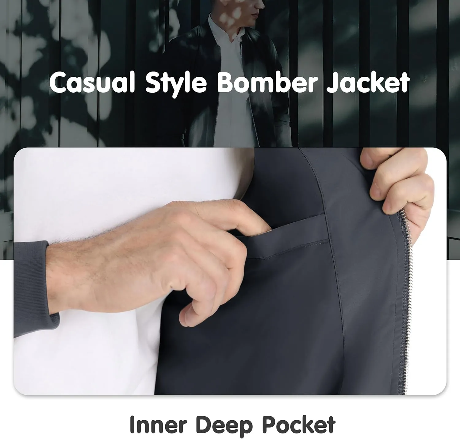 MAGNIVIT Men's Lightweight Bomber Jacket Windbreaker Casual Fall Spring Outdoor Coat