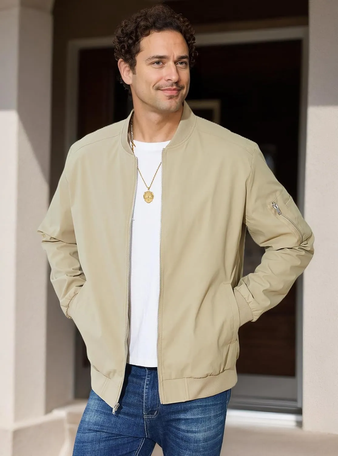 MAGNIVIT Men's Lightweight Bomber Jacket Windbreaker Casual Fall Spring Outdoor Coat