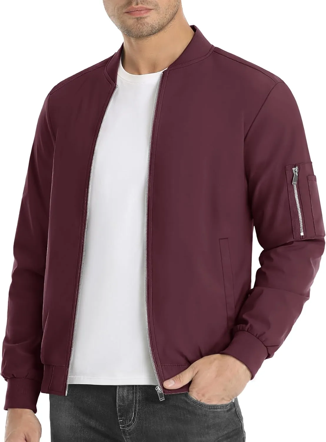 MAGNIVIT Men's Lightweight Bomber Jacket Windbreaker Casual Fall Spring Outdoor Coat