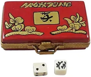 MAHJONG SET - LIMOGES BOX AUTHENTIC PORCELAIN FIGURINE FROM FRANCE