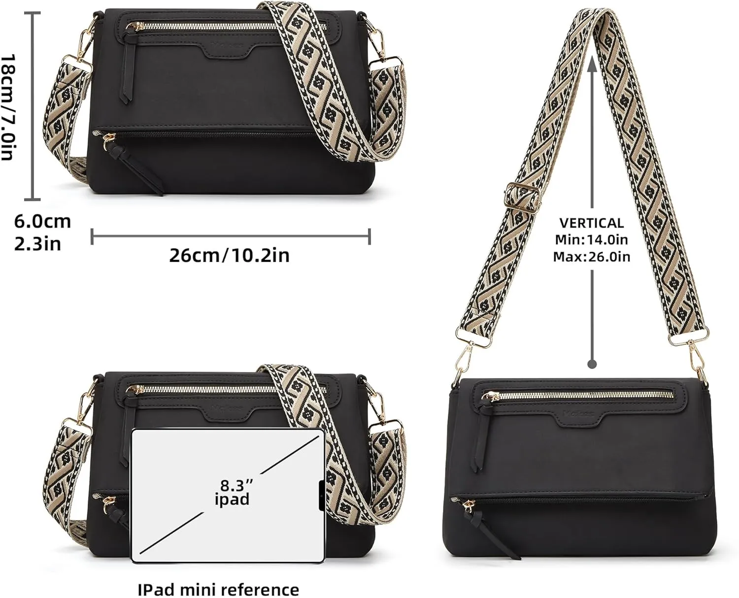Makes Crossbody Bags for Women,Multi Pocket Crossbody Purses Vegan Leather Shoulder Handbags Travel Purse Adjustable Strap