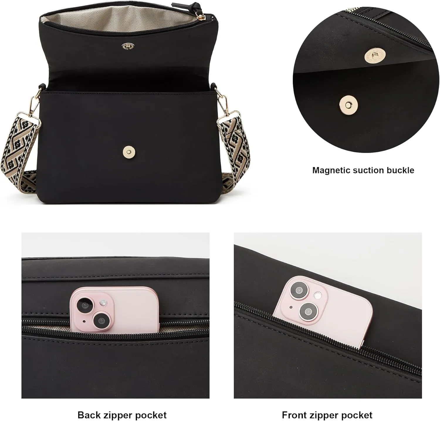 Makes Crossbody Bags for Women,Multi Pocket Crossbody Purses Vegan Leather Shoulder Handbags Travel Purse Adjustable Strap