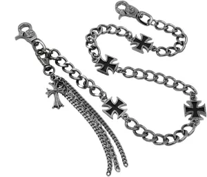 Maltese Cross Charm wallet chain Biker Punk Key chain With Detachable Keyring