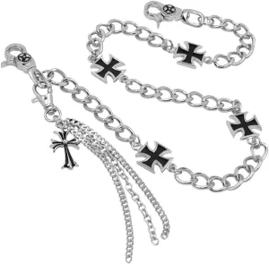 Maltese Cross Charm wallet chain Biker Punk Key chain With Detachable Keyring