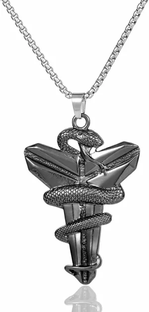 Mamba Necklace for Men, 2025 New Year of Snake Necklace Hip-Hop Stainless Steel Mamba Pendant Chain Chinese Zodiac Animal Good Luck Necklace Snake Lucky Charms Necklace Jewelry for Women