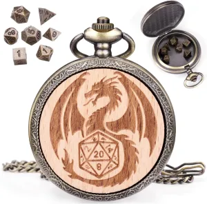 ManChDa Mini Wooden Shell 7PCS Micro Polyhedral Dice Set - Metal Dice Dungeons and Dragons Gifts Accessories Bronze
