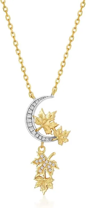 Maple Leaf Necklace for Women Solid Pendant 45cm Chain Elegant Jewelry