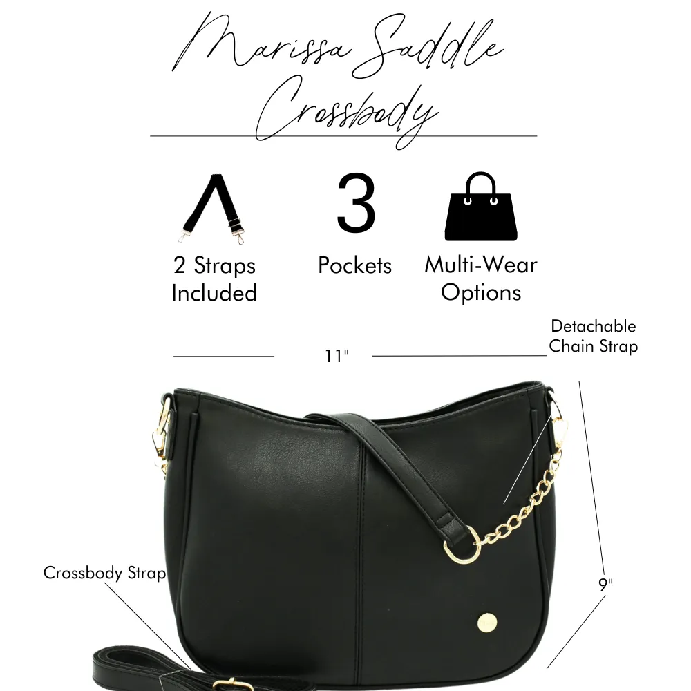 Marissa Crossbody Saddle Hand Bag Purse: Black