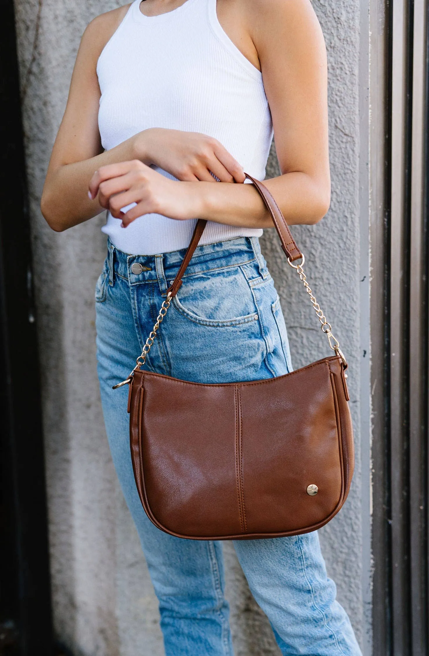 Marissa Crossbody Saddle Hand Bag Purse: Black