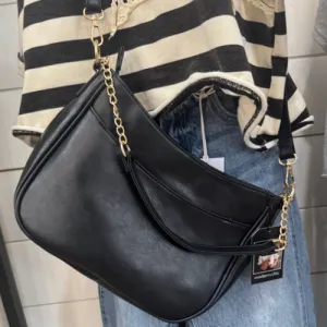 Marissa Crossbody Saddle Hand Bag Purse: Black