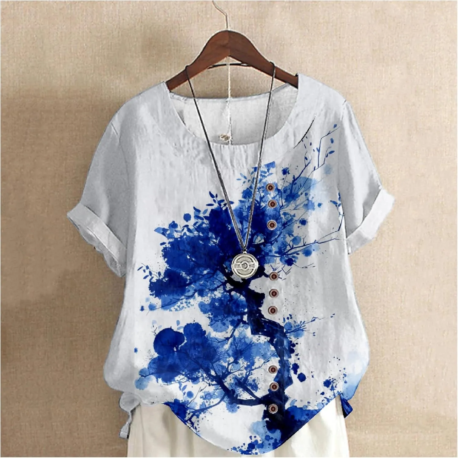 MARSVOVO Casual Short Sleeve T Shirt for Women Crewneck Oversized Tops Lightweight Soft