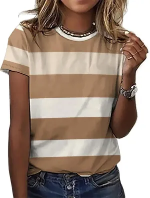 MARSVOVO Women's Camo Tiger Stripe T-Shirt Casual Loose Business Lightweight Hide Belly Summer Novelty Soft Blouse