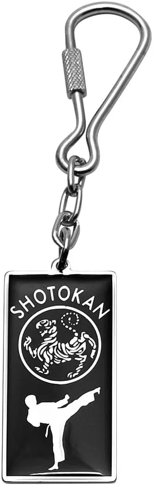 Martial Arts Key Rings - Shotokan Tiger Karate Black Key Chain, White, 8cm