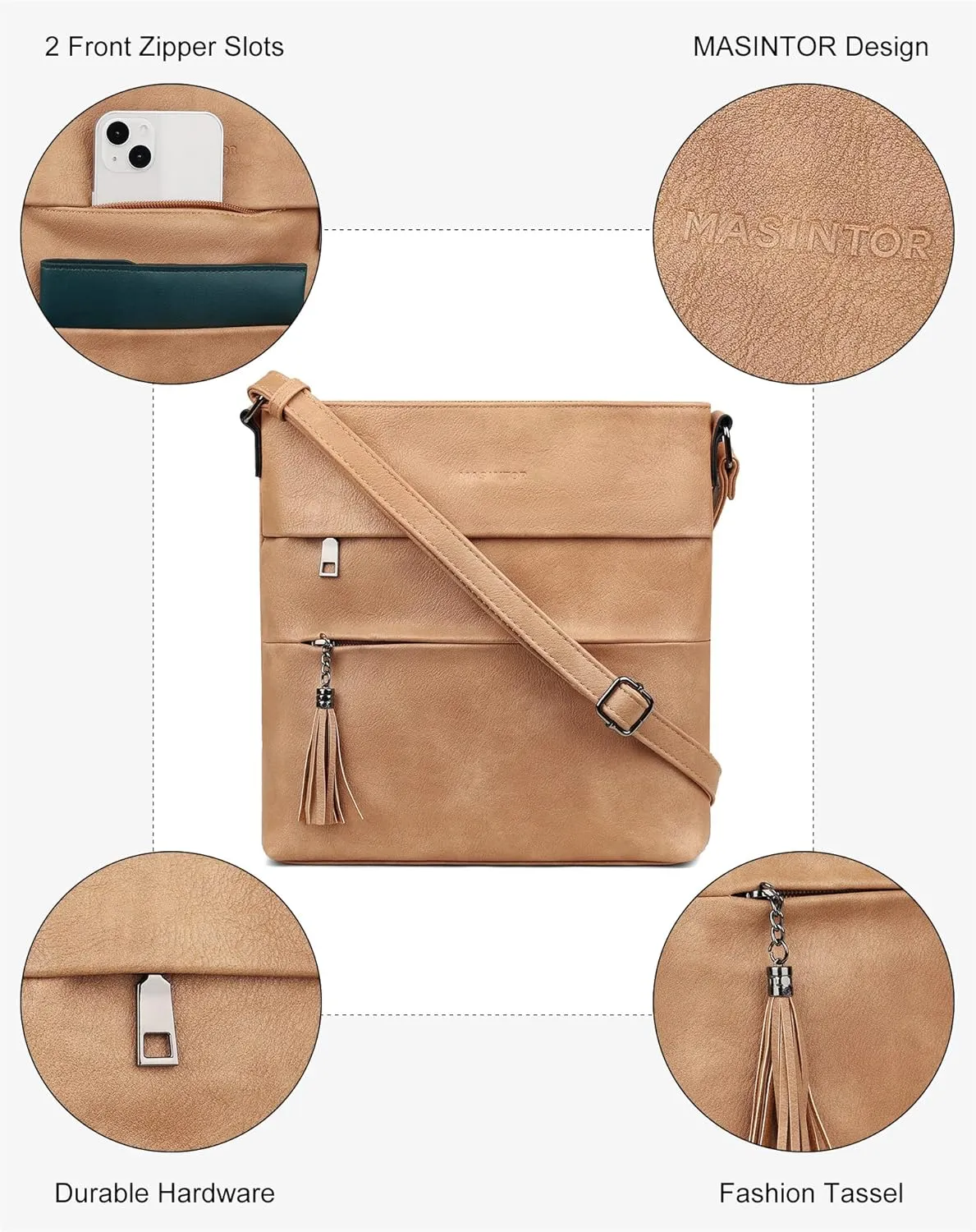 MASINTOR Crossbody Bags For Women, Stylish and Lightweight Shoulder Bag with Large Capacity, Crossbody Purse for Everyday Use