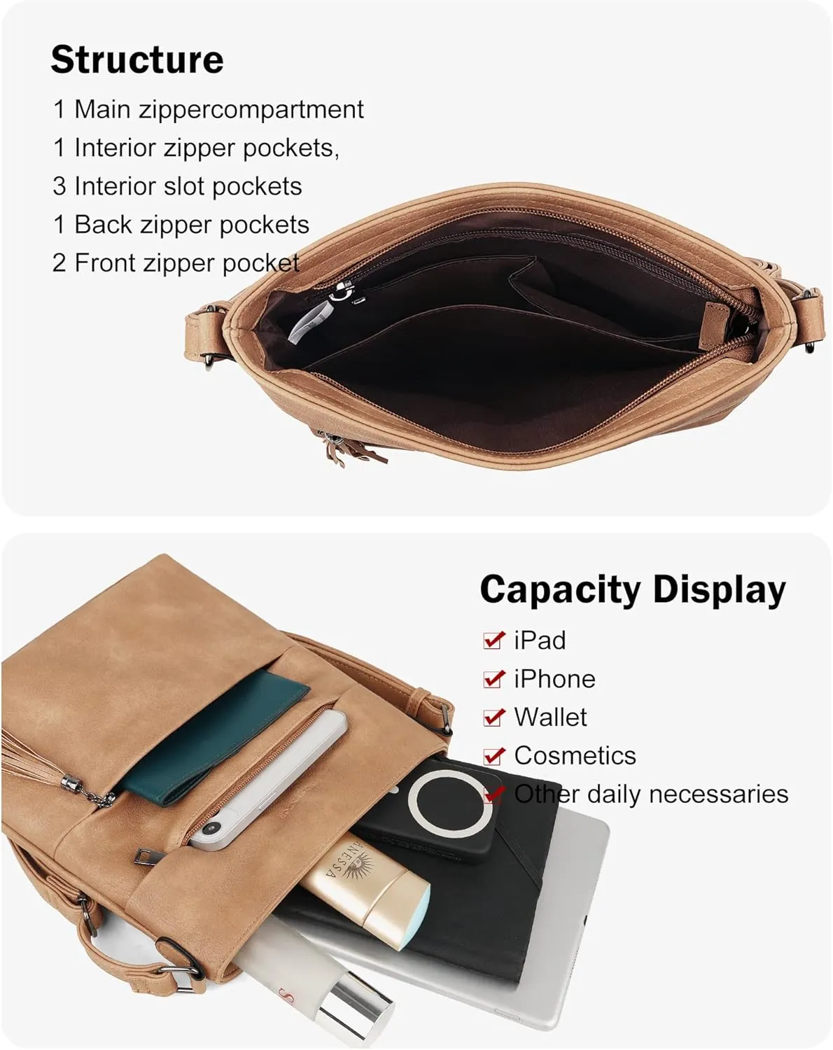 MASINTOR Crossbody Bags For Women, Stylish and Lightweight Shoulder Bag with Large Capacity, Crossbody Purse for Everyday Use