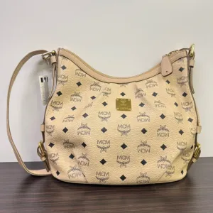 MCM Preloved Leather Crossbody Bag LB109901 Beige with Monogram Pattern