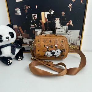 MCM  Tiger Print Cognac Crossbody Bag - Vintage Design with Iconic Logo