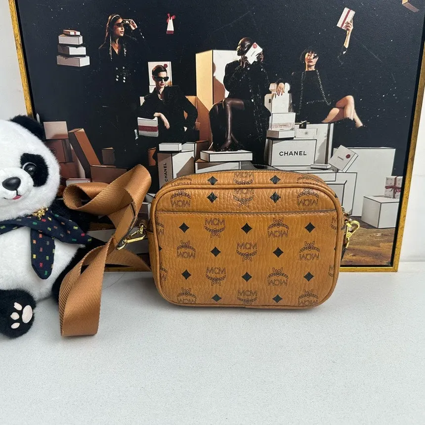 MCM  Tiger Print Cognac Crossbody Bag - Vintage Design with Iconic Logo