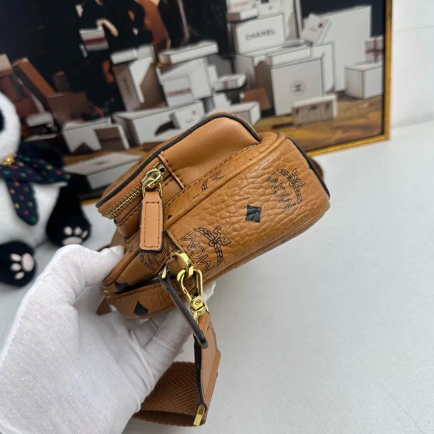 MCM  Tiger Print Cognac Crossbody Bag - Vintage Design with Iconic Logo