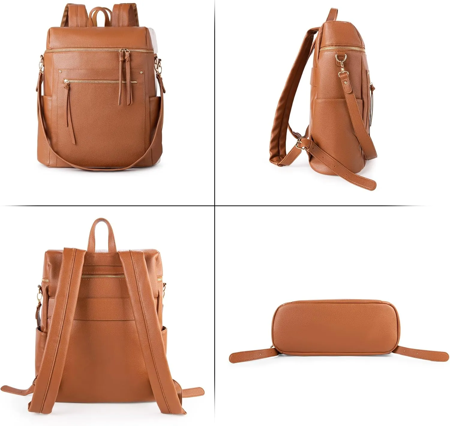 MEEJUNE Large Leather Backpack for Women Backpack Purse with Luggage Strap Crossdody Bag Travel Fashion Backpack Designer Ladies Shoulder bag with Adjustable Strap