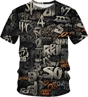 Men's Artist Street Letter Graffiti Markers T-Shirt Shirts 3D Printing Graffiti Graphic Shirt Tee Top