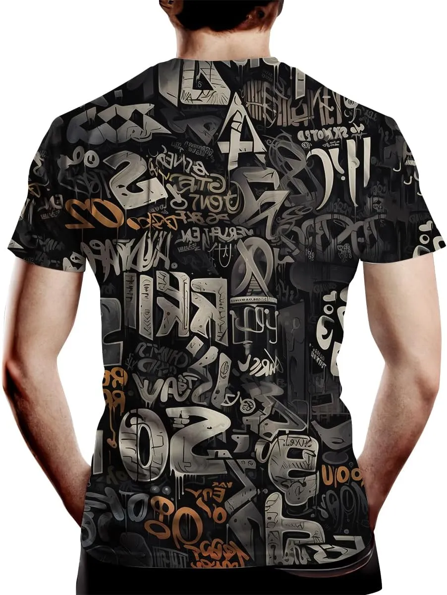 Men's Artist Street Letter Graffiti Markers T-Shirt Shirts 3D Printing Graffiti Graphic Shirt Tee Top