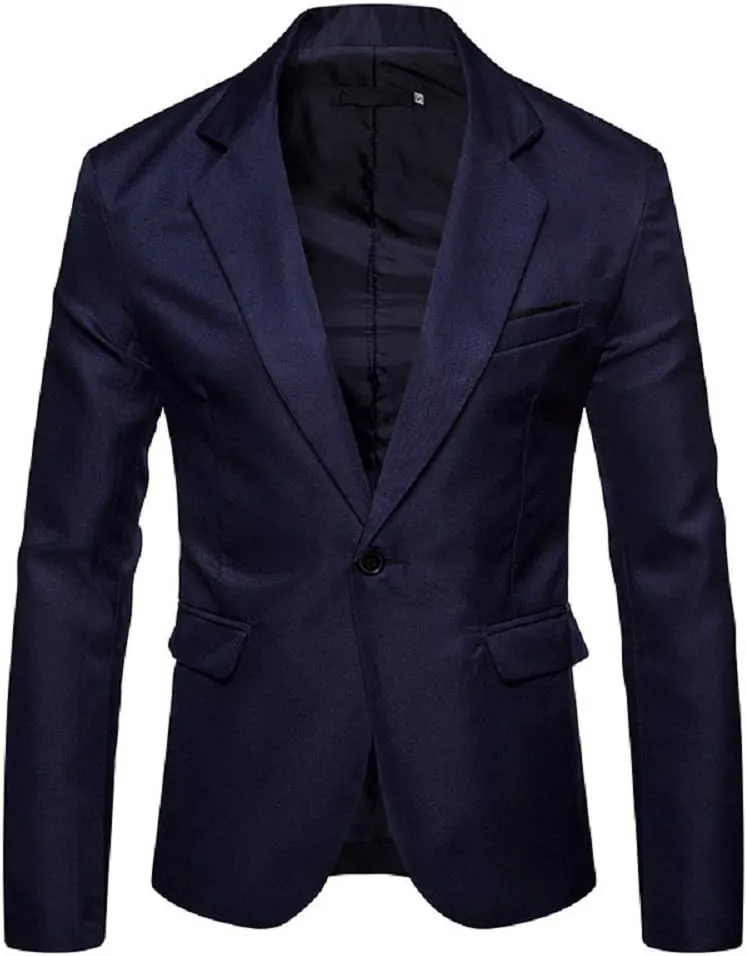 Men's Blazer Lightweight Casual Solid One Button Slim Fit Sport Coat