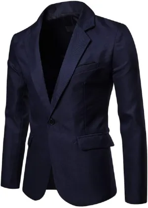 Men's Blazer Lightweight Casual Solid One Button Slim Fit Sport Coat